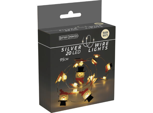 LED Lyslenke 20 Figurer lys 100cm 4ass 24 stk i display Batteri:2xAA 