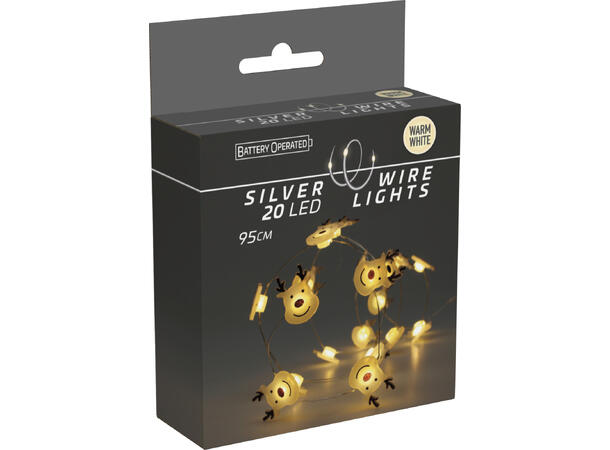 LED Lyslenke 20 Figurer lys 100cm 4ass 24 stk i display Batteri:2xAA 