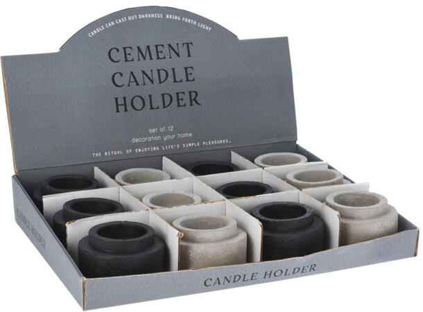 Lysestake grå/sort 8cm Display 12stk 