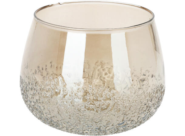 Lysglas glass mønstret beigegrå 16x12cm 