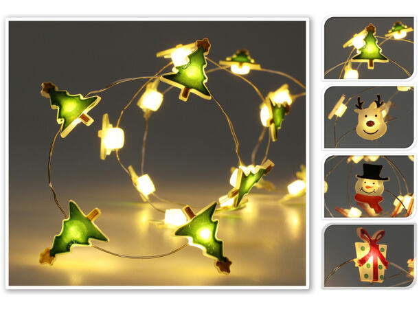 Lyslenke 20 LED figurer lys 1m 4ass Display 24stk Batteri:2xAA 