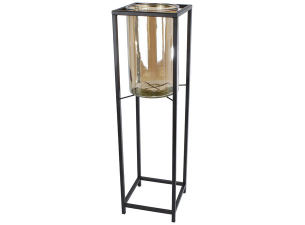 Lyslykt shiny antikk glass metal 21x77cx 