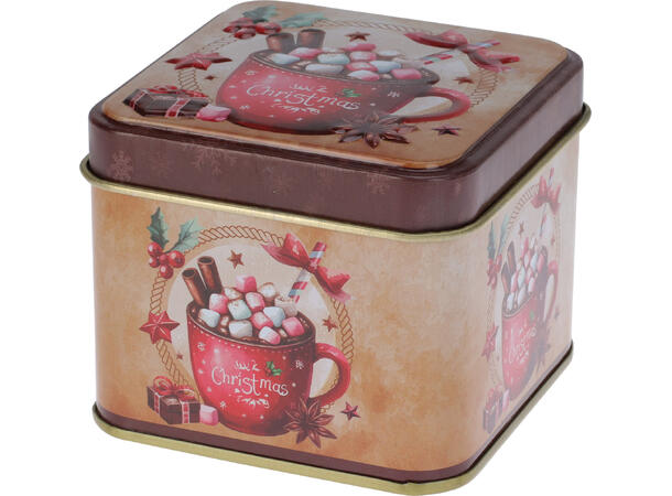 Metallboks Nostalgi julemotiv 7,7x6,4cm 12 stk i display ass 