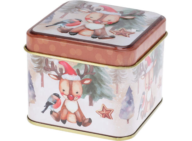 Metallboks Nostalgi julemotiv 7,7x6,4cm 12 stk i display ass 