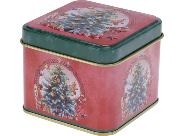 Metallboks Nostalgi julemotiv 7,7x6,4cm 12 stk i display ass 