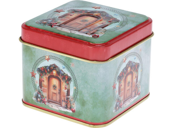 Metallboks Nostalgi julemotiv 7,7x6,4cm 12 stk i display ass 