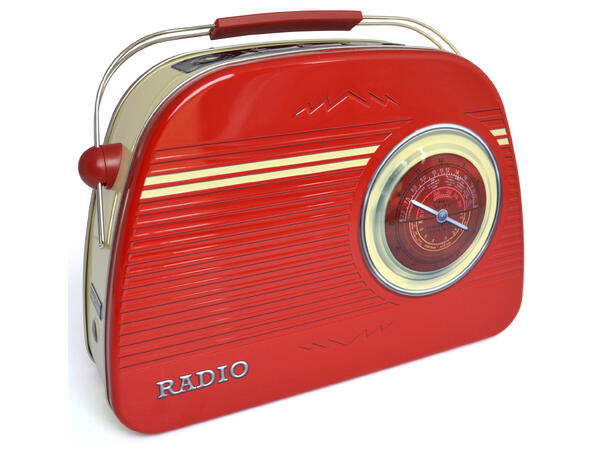 Metallboks Radio rød retro 32x22x7cm 3000ml volum 