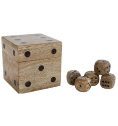 Spill boks 5 terninger natur mango 9x9cm Forpk 12stk