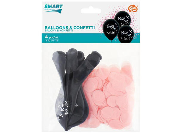 Ballong Baby rosa konfetti 30cm 4 stk Baby shower ballong med rosa konfetti 