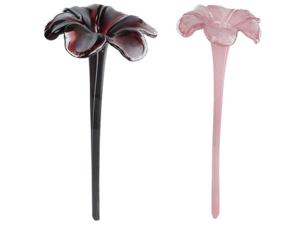 Blomst glass rosa,lilla 42x13x13cm 2ass 