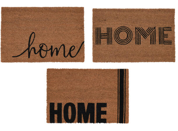 Dørmatte HOME 40x60cm 3ass Kokosmateriale Vekt:1400gr 
