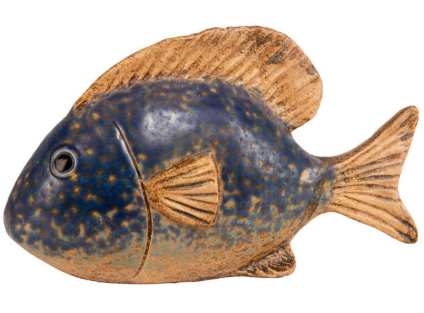 Fisk blå keramikk 21x8x12,5cm Forpk 3stk 