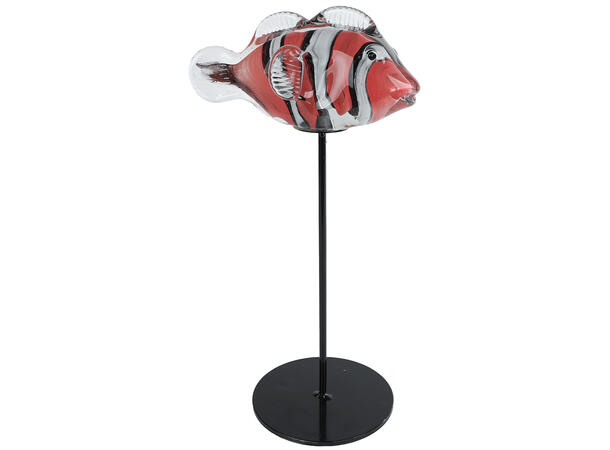 Fisk m/stativ glass stripet 17,5x12x33cm 