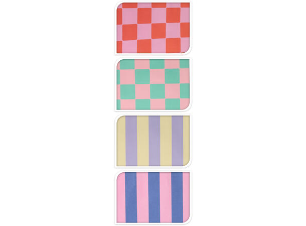 Gavepose rutet/stripet 18x10x23cm 4ass Vekt:140gram Kraftpapir 