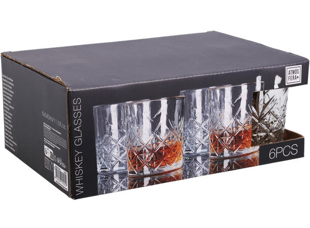 Glass mønstret 340ml 8,5x9,2cm s/4 Wiskey vannglass 
