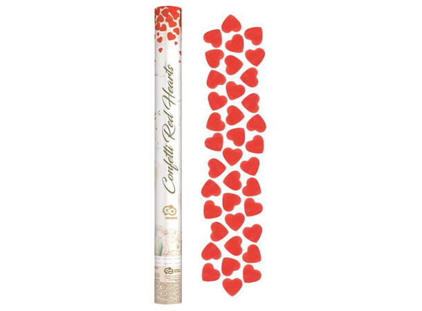 Konfetti Kanon hjerter rød 60 cm Display 12stk 