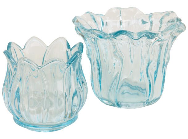 Lysestake telys blomst blå 10x10x8cm 