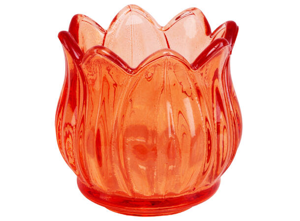 Lysestake telys tulipan sterk orange 7x7x6,5cm 