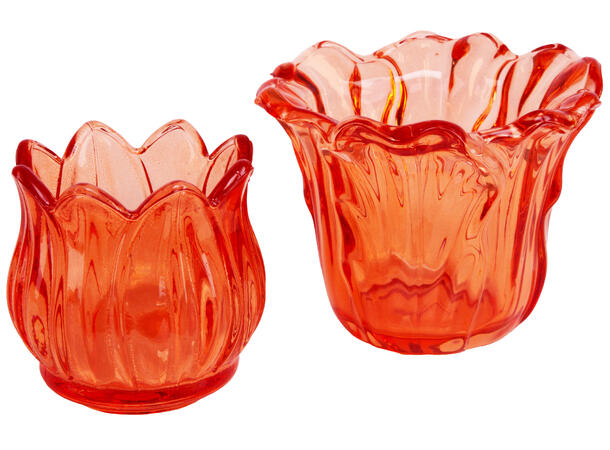 Lysestake telys tulipan sterk orange 7x7x6,5cm 