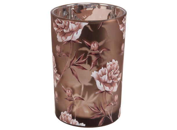 Lysglass peoner rosa/gråbrunt 12x18cm 
