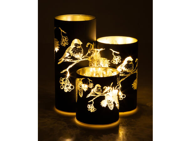 Lyslykt LED Dompapp Sort 9x10cm Batteri: AAx3 Timer 6/18t 8 ledpærer 