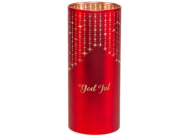 Lyslykt LED Istapp God Jul Rød 8x20cm Batteri: AAx2 Timer 6/18t 15 ledpærer 