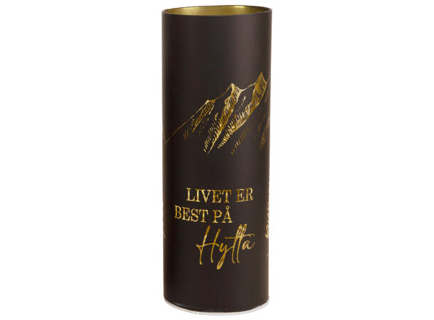 Lyslykt LED Livet på hytta sort 9x25cm Batteri: AAx2 Timer 6/18t 20 ledpærer 