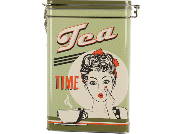 Metallboks retro kaffe te 4ass 13x7,5x18cm  Vekt:205gr PE-ring i lokket 