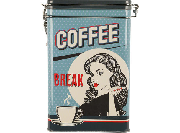 Metallboks retro kaffe te 4ass 13x7,5x18cm  Vekt:205gr PE-ring i lokket 