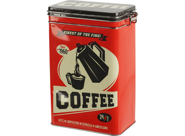 Metallboks retro kaffe te 4ass 13x7,5x18cm  Vekt:205gr PE-ring i lokket 