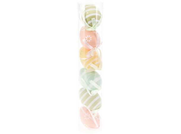 Påskeegg 4x6cm pastellfarger sett à 6 16 pk pr displayboks 