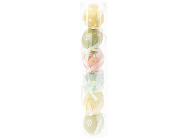 Påskeegg 4x6cm pastellfarger sett à 6 16 pk pr displayboks 