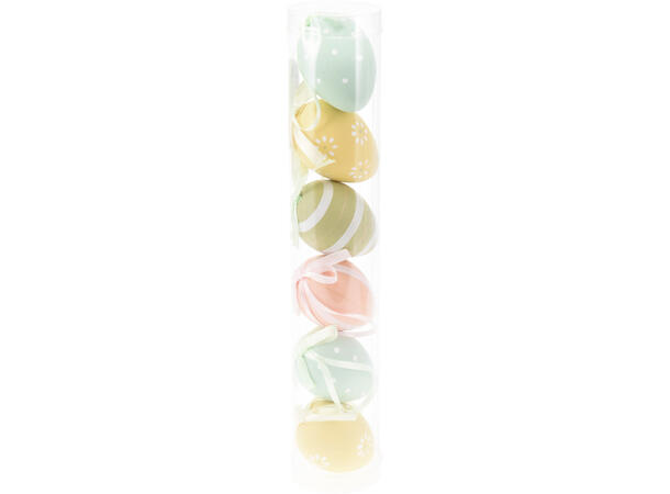 Påskeegg 4x6cm pastellfarger sett à 6 16 pk pr displayboks 