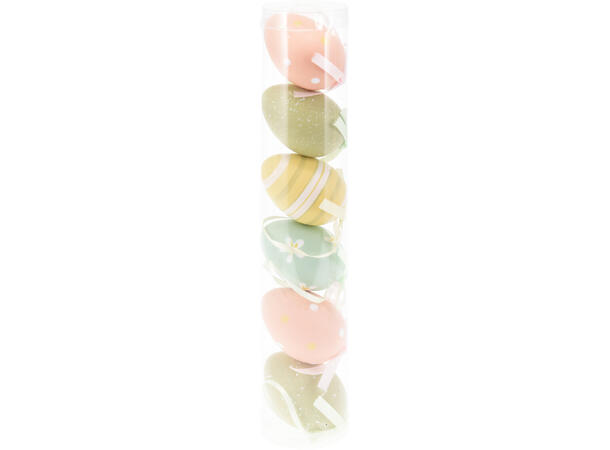 Påskeegg 4x6cm pastellfarger sett à 6 16 pk pr displayboks 