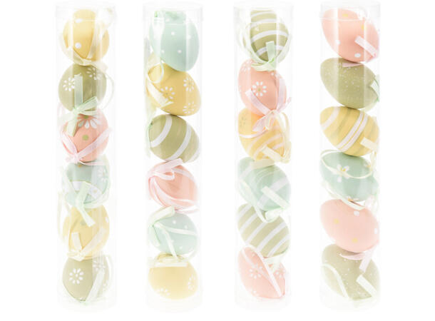 Påskeegg 4x6cm pastellfarger sett à 6 Display 16pk 