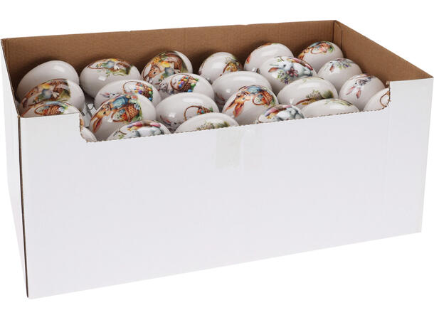 Påskeegg kanin 4,5x6,5cm 2ass sett à 2 36 pk i display Materiale: Isopor 