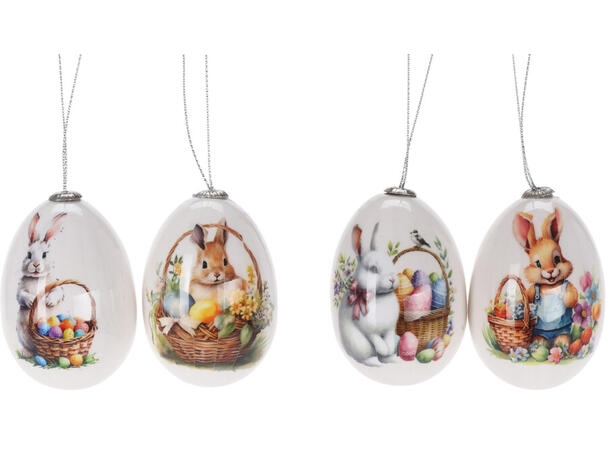 Påskeegg kanin 4,5x6,5cm 2stk 2ass Display 36pk Materiale: Isopor 