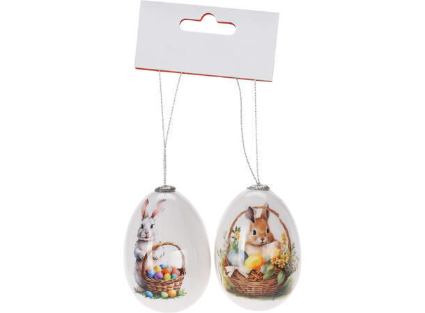 Påskeegg kanin 4,5x6,5cm 2stk 2ass Display 36pk Materiale: Isopor 