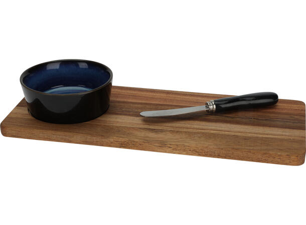Serveringssett Blå/grønn keramikk 2ass Skål d:9cm Kniv:15cm Brett:30cm 