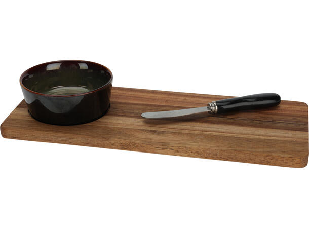 Serveringssett Blå/grønn keramikk 2ass Skål d:9cm Kniv:15cm Brett:30cm 