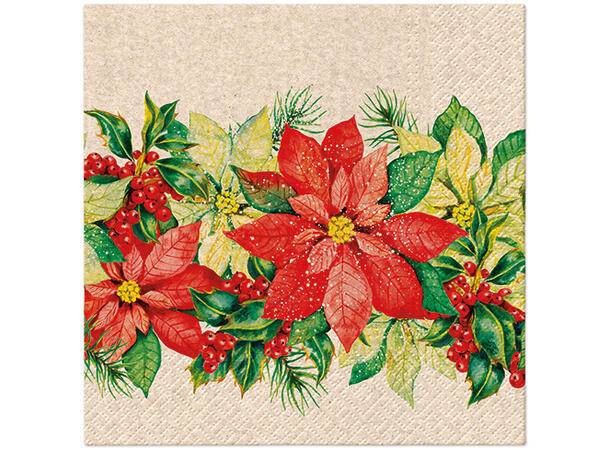 Serviett Noble Poinsettia Økologisk Lunsjserviett 20 stk 3-lags 33x33cm 