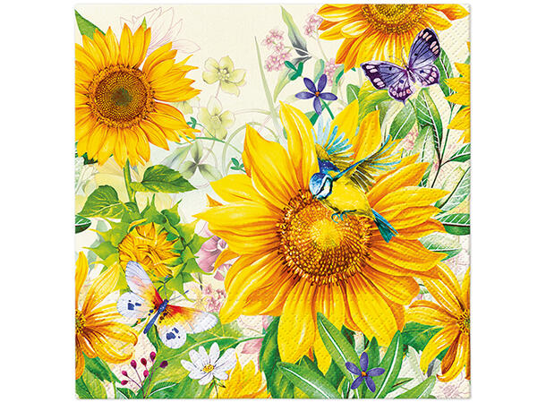 Serviett Wild Sunflowers Lunsjserviett 20 stk 3-lags 33x33cm 