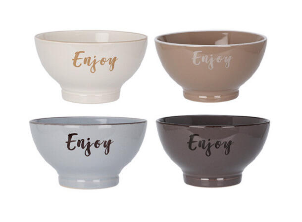 Skål Enjoy 500ml 13x7,5cm 4ass farger Vekt:380gram Krem, mokka, lys/mørk grå 