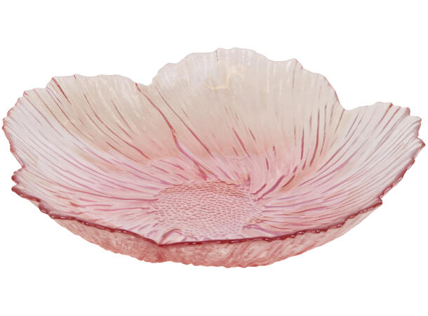 Skål blomst glass klar/rosa 26x6cm 