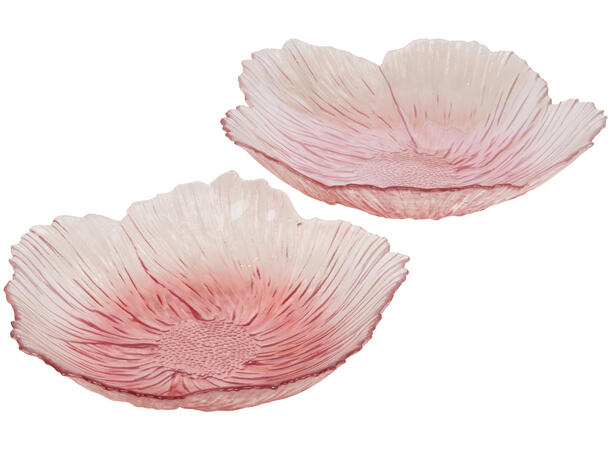 Skål blomst glass klar/rosa 26x6cm 
