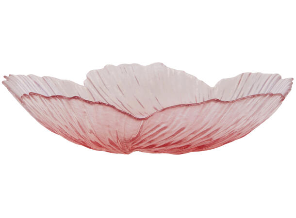 Skål blomst glass klar/rosa 26x6cm 