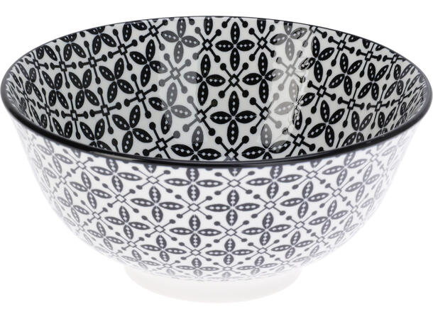 Skål hvit m/blå porselen 15,5x7cm 4ass Display 8stk 