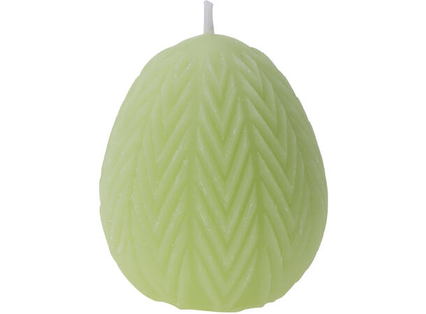 Stearinlys egg mønstret voks h:7cm 4ass 12stk i display Vekt:85gram 