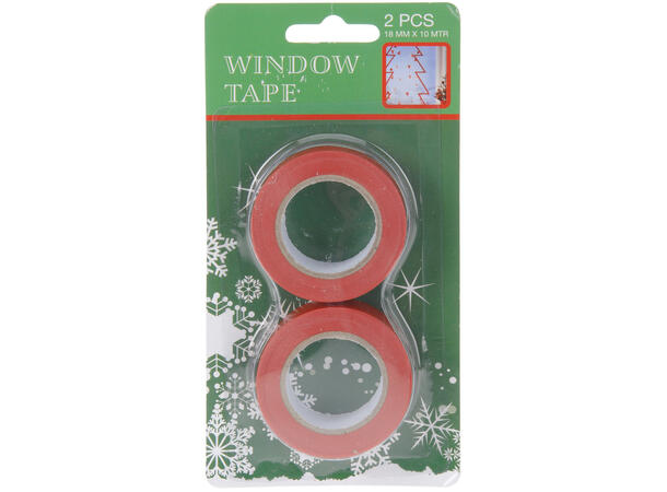 Tape til vindu dekor 10m rød/hvit 2stk Vindustape 10m pr rull 8rød+4 hvite ass 