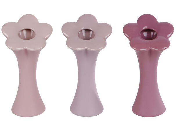 Vase blomst keramikk 7x7x15cm 3ass Forpk 15stk Lilla rosa fuchsia 